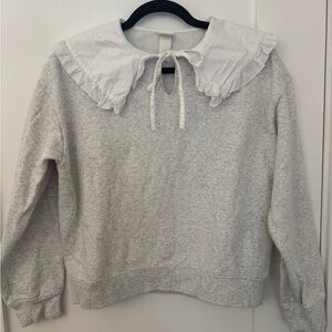 H&M Light Gray Sweater with White Ruffled Collar